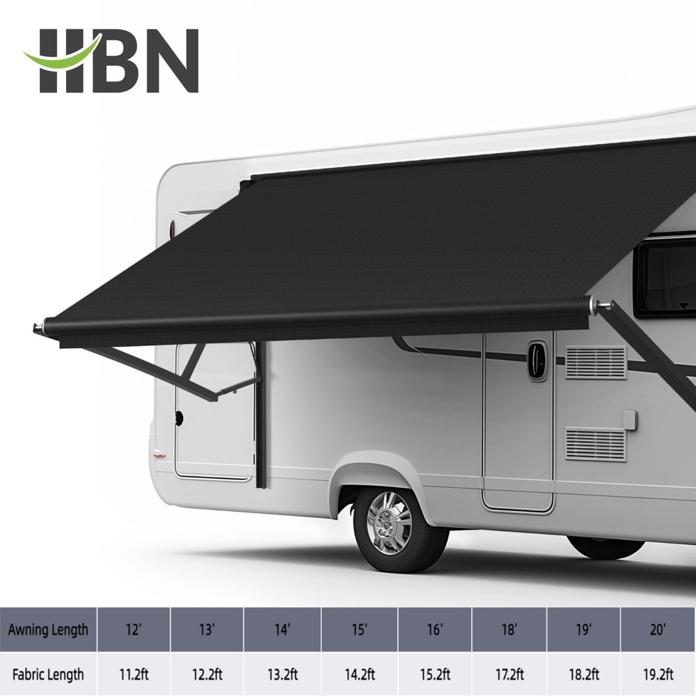 Weatherproof RV Awning Fabric 9'-20' FT For RV Camper Trailer Replacement Vinyl