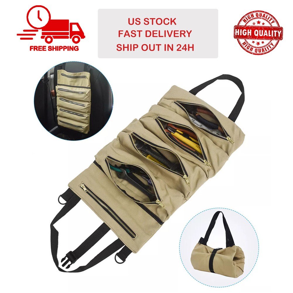 Roll Tool Waterproof Multi-Purpose Tool Roll Up Bag Wrench Pouch Hanging Carrier