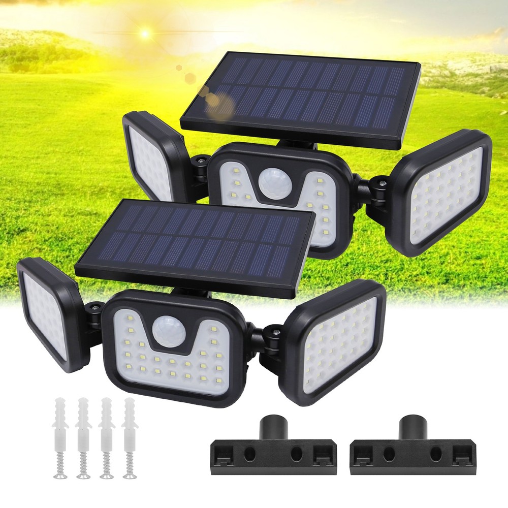 4 Pack Solar Motion Lights, 270° Wide Angle LED Security Lights, Waterproof