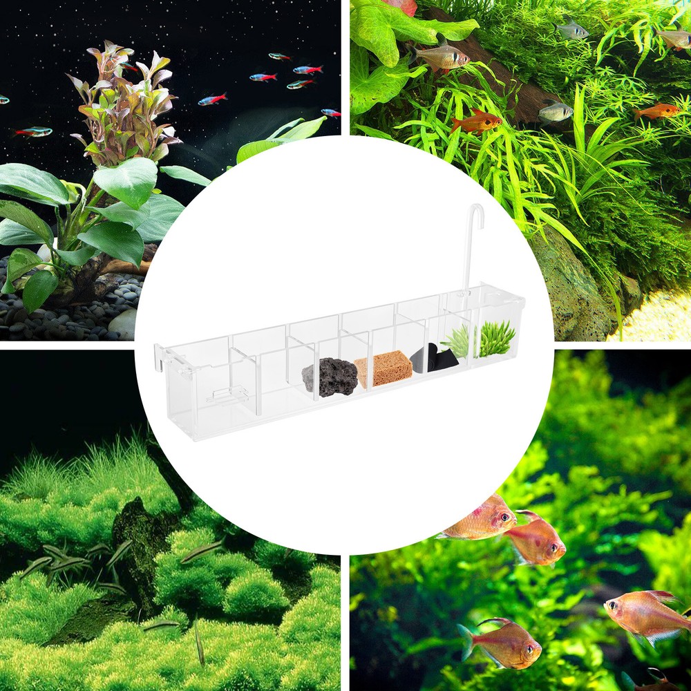 6-Grid Acrylic Aquarium External Hang-On Filter Box - Clear Design