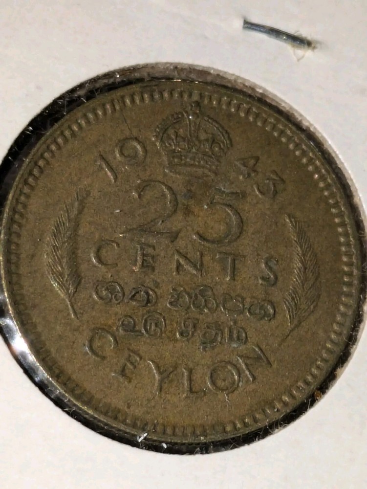 1943 Ceylon Sri Lanka 25 Cents