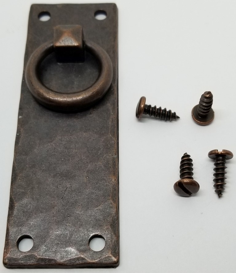 VERTICAL Hammered Forged Brass Mission DOOR PULL Antique Copper rustic patina
