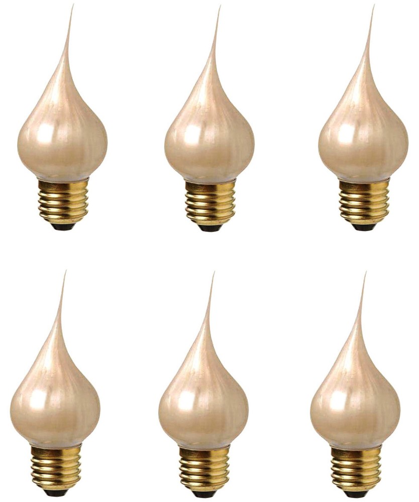 6 Pack -Large E26 Medium Base Champagne Silicone Dipped Light Bulbs, 7.5 Watt