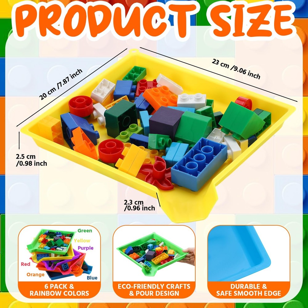 Plastic Art Sorting Funnel Trays Multicolor Bright Color 6 Pcs Stackable