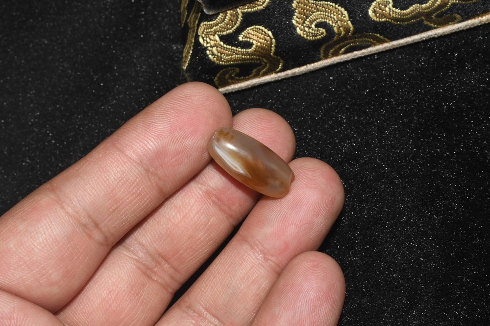 Authentic Ancient Tibetan Himalayan Banded Agate Stone Dzi Bead