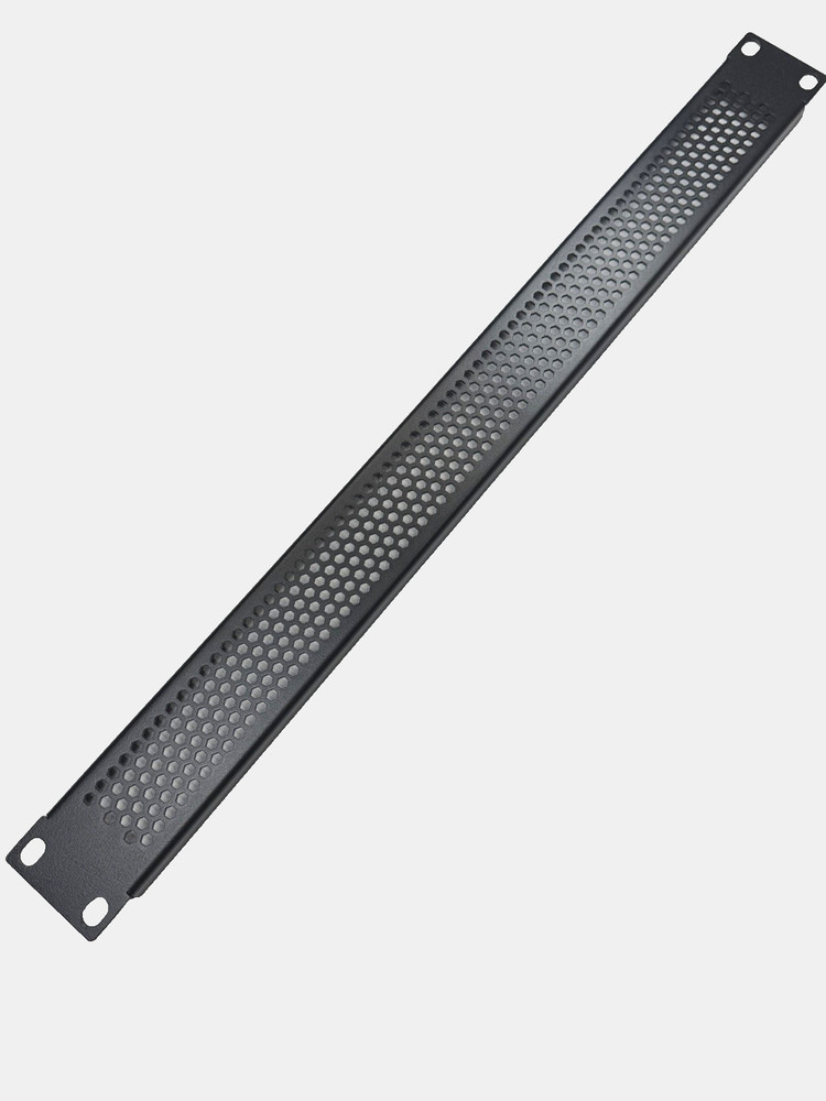 1U (Space) Perforated Black Heavy Duty Flanged Rack Case Panel 19" x 1.75"