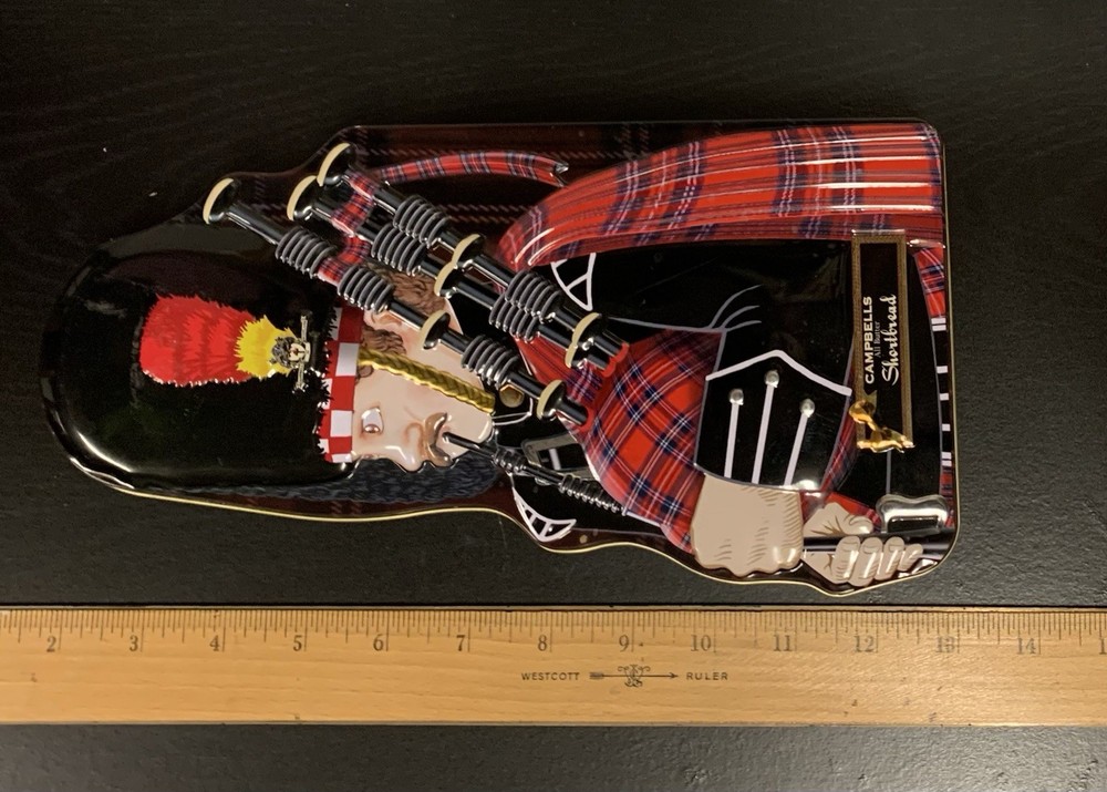 Campbell's Shortbread Tin – Scottish Piper Shaped EMPTY Collectible Display HTF