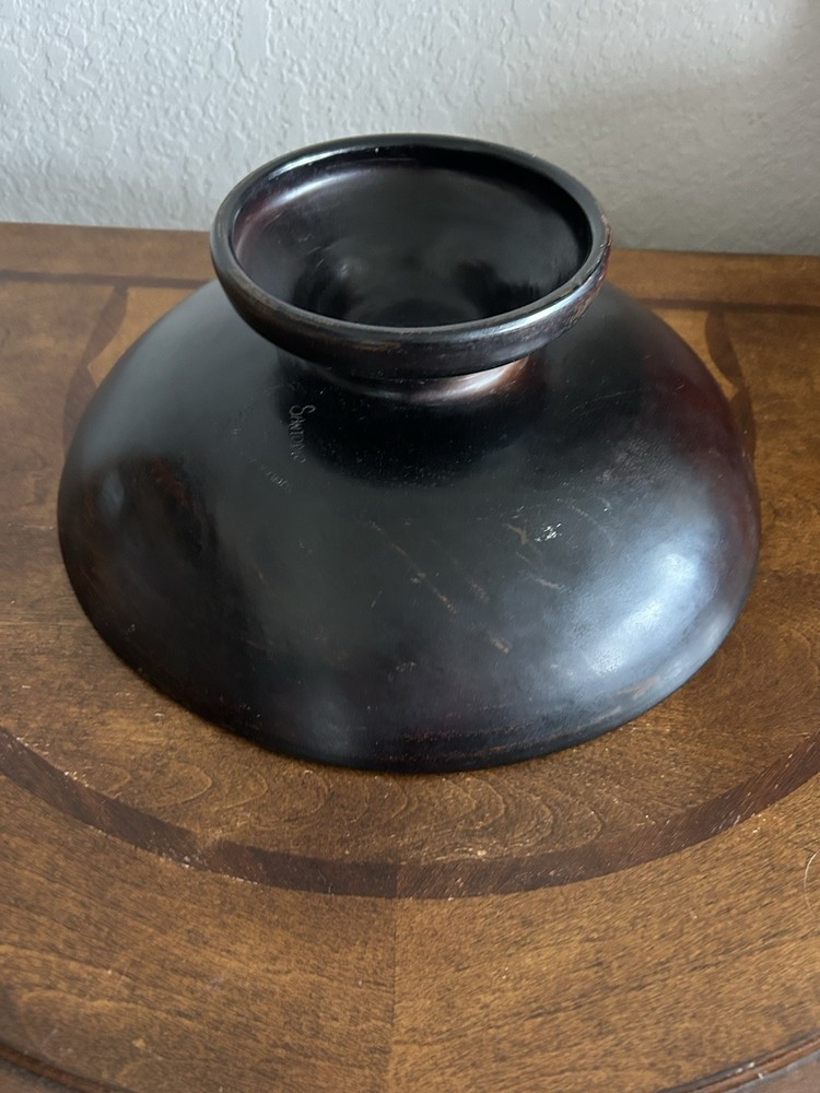 Authentic Peruvian Ceramic Bowl In Disaguita Tradition Geometric Design Signed