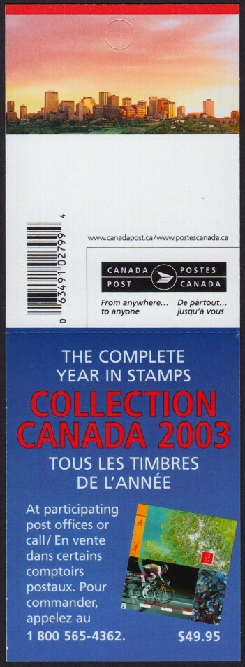FLAG over EDMONTON, AB = Canada 2003 #2011a ; BK280 MNH