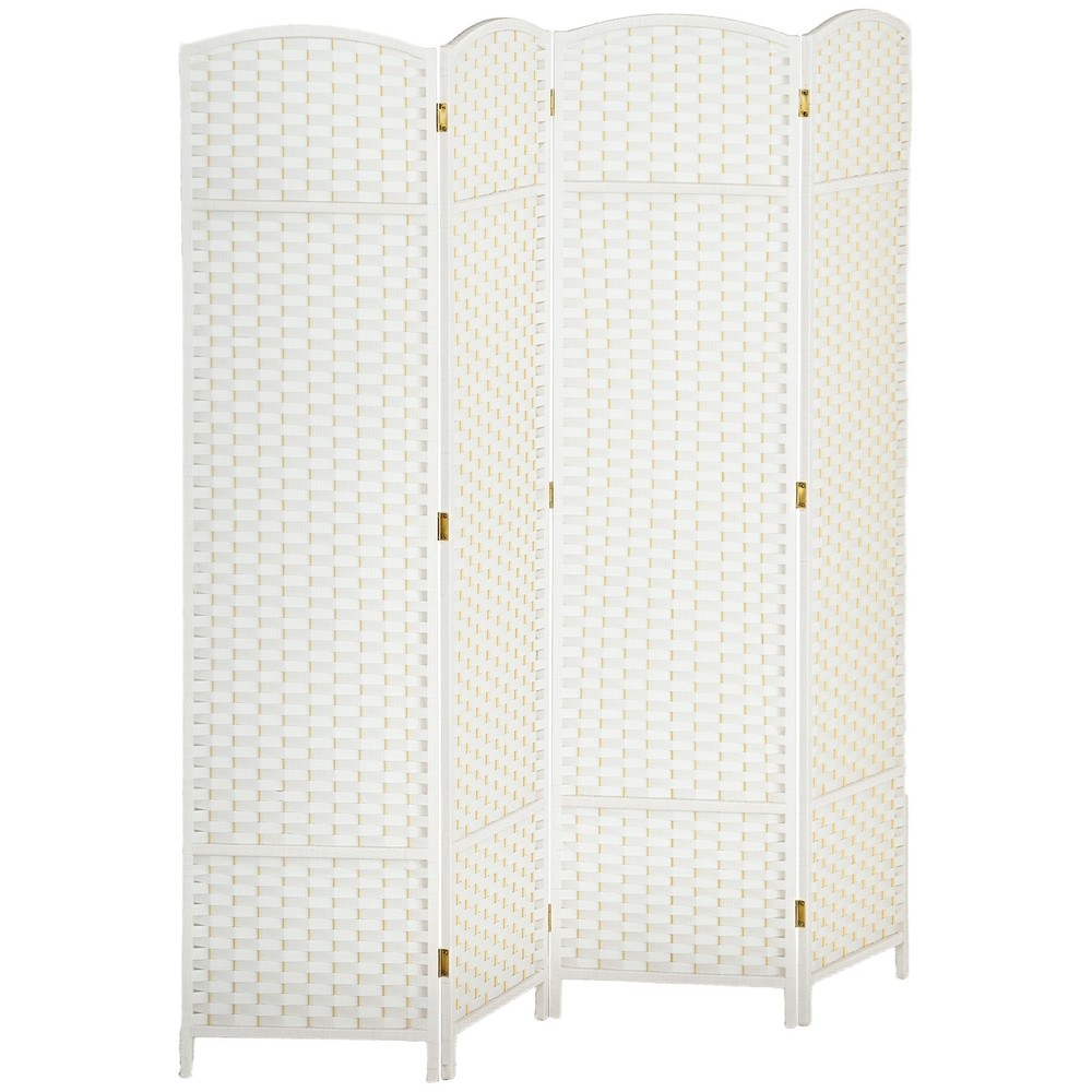 4 Panel Folding Privacy Screen, Freestanding Wall Partition for Home, White
