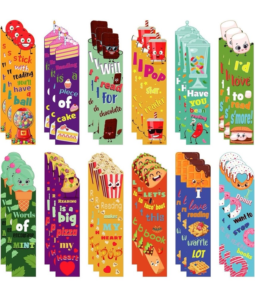 36 Pcs Scratch and Sniff Bookmarks Fruit Scented Bookmarks for Students Teens