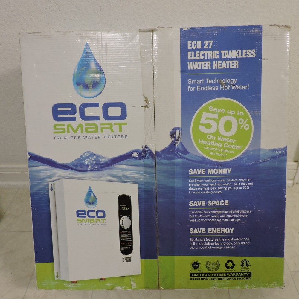 EcoSmart ECO 27 Electric Tankless Water Heater, 27 KW at 240 Volts, 112.5 Amps