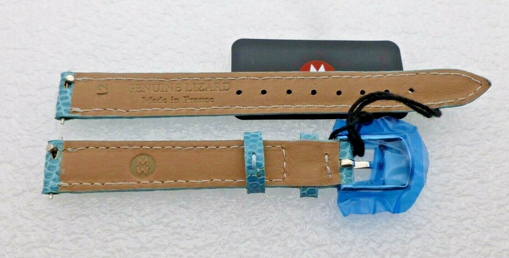 Genuine Michele 12mm Blue Lizard Watch Band Strap New