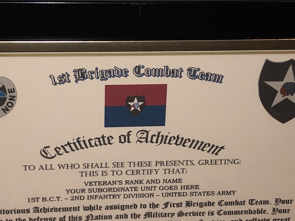 1ST B.C.T. / 2ND INFANTRY DIVISION (COMMEMORATIVE CERTIFICATE)