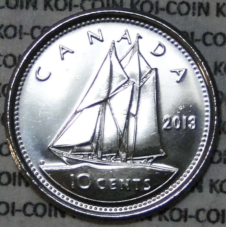 BU UNC Canada 2013 regular bluenose dime 10 cent 10c from mint roll uncirculated