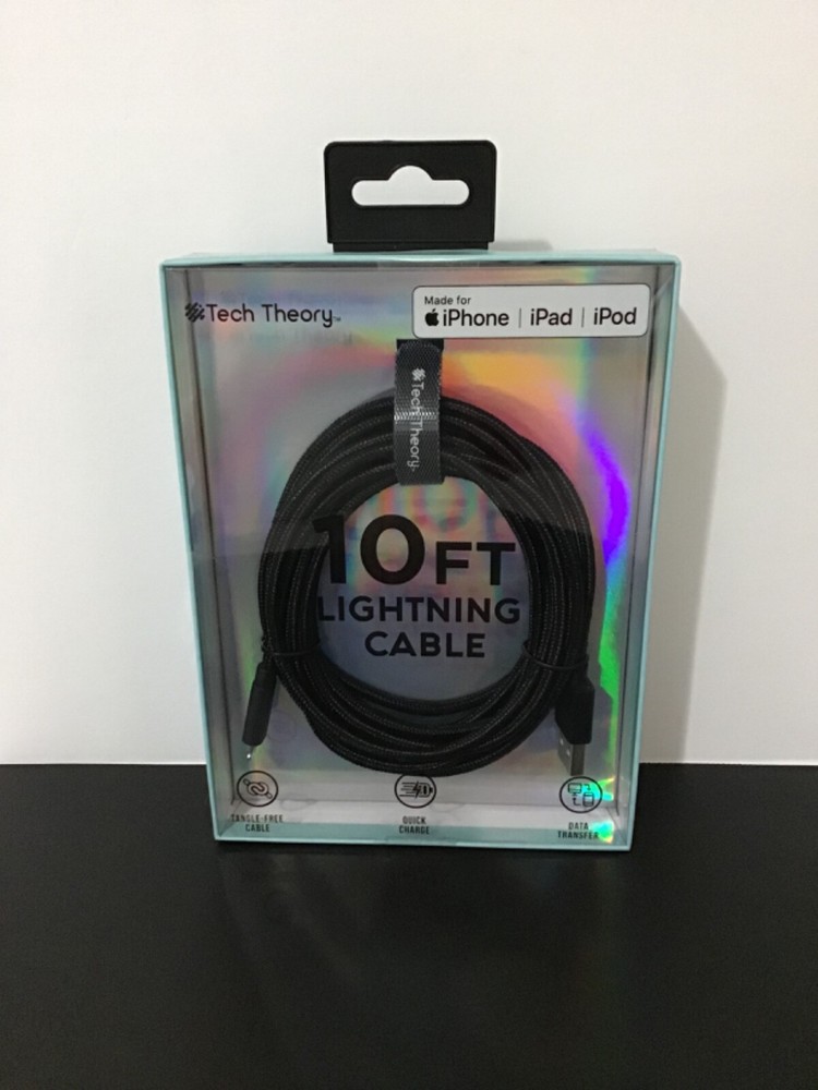 NEW Tech Theory 10ft Cable Compatible with iPhone, iPad, iPod-Charge/Transfer