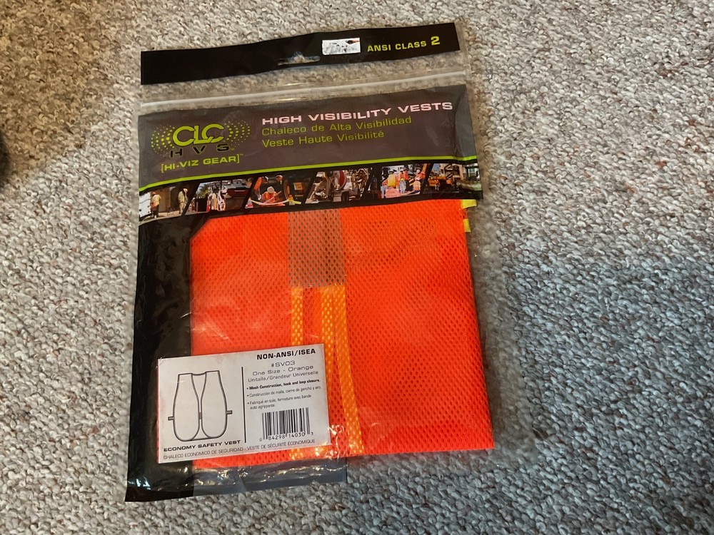CLC High Visibility Vests. ANSI Class 2 Orange One Size NEW & Factor y Sealed