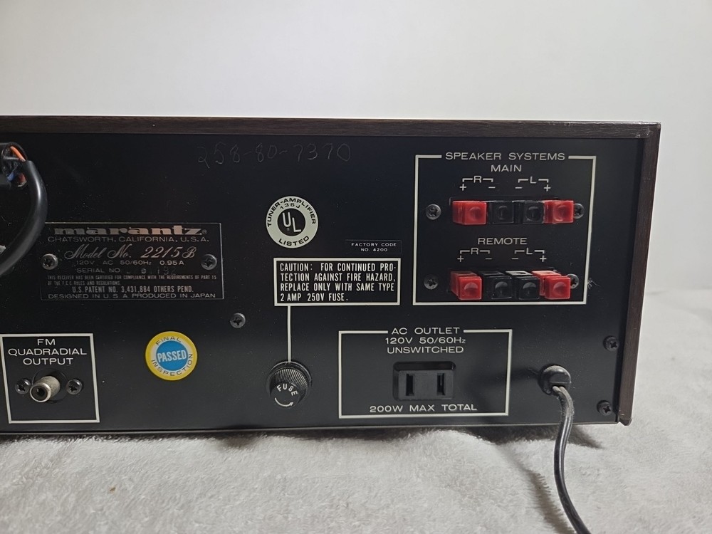 MARANTZ 2215 B Stereophonic Receiver POWERS ON **NOT TESTED**