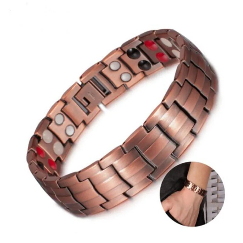 Men's Bracelet Magnetic Therapy Arthritis Pain Relief Pure Solid Copper Bangle