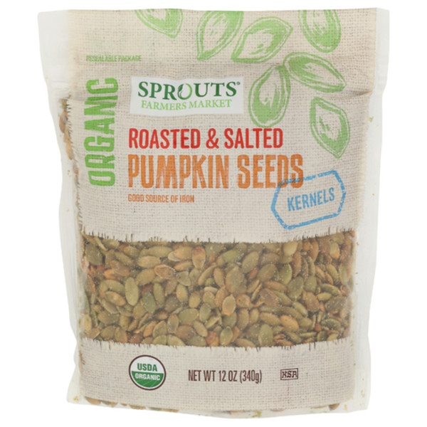 2 Pack - Sprouts Organic Roasted Salted Pumpkin Seed Kernels 12 oz