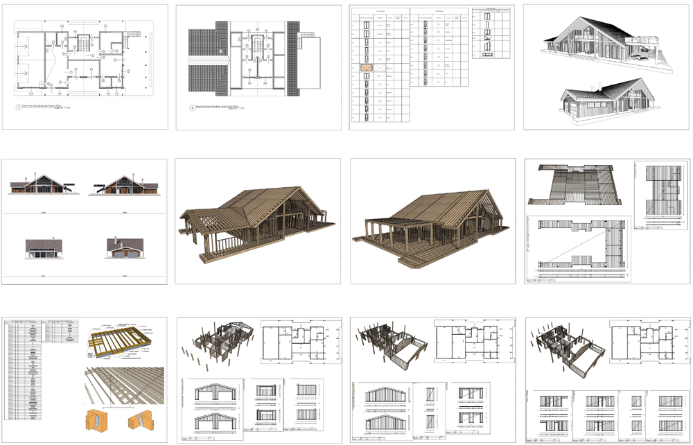 100’x54’ 4-Beds 4-Baths Charming A-Frame Architectural Build Plans PDF Download