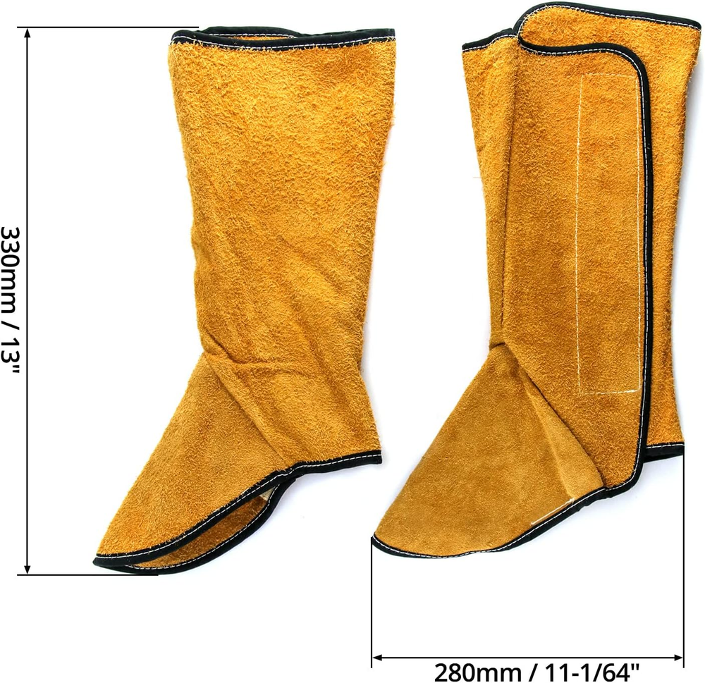 QWORK Fireproof Shoe Leg Cover Leather for Welding Welder Work Boot Protectors,