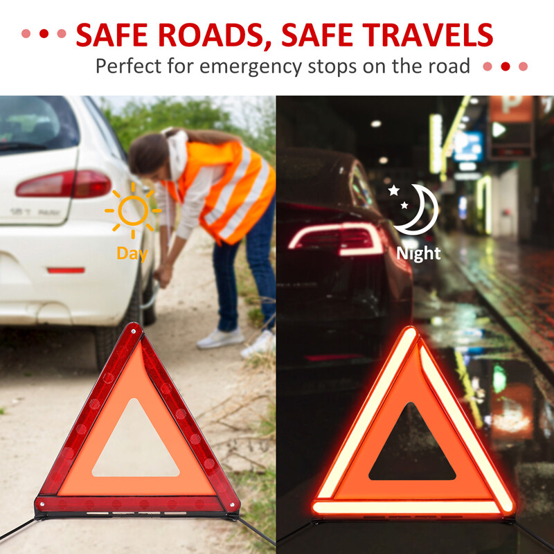 3X Car Emergency Warning Triangle Reflective Safety Roadside Kit DOT Approved