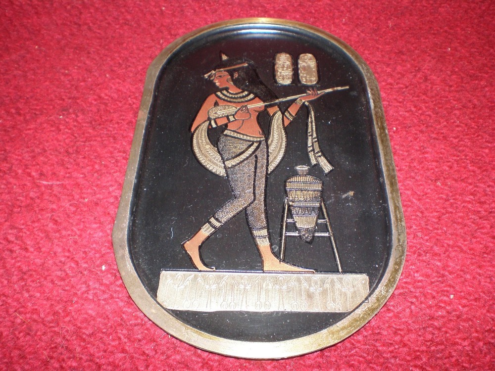 Antique Copper Wall Hanging Pharaoh Cleopatra Playing Her Lute