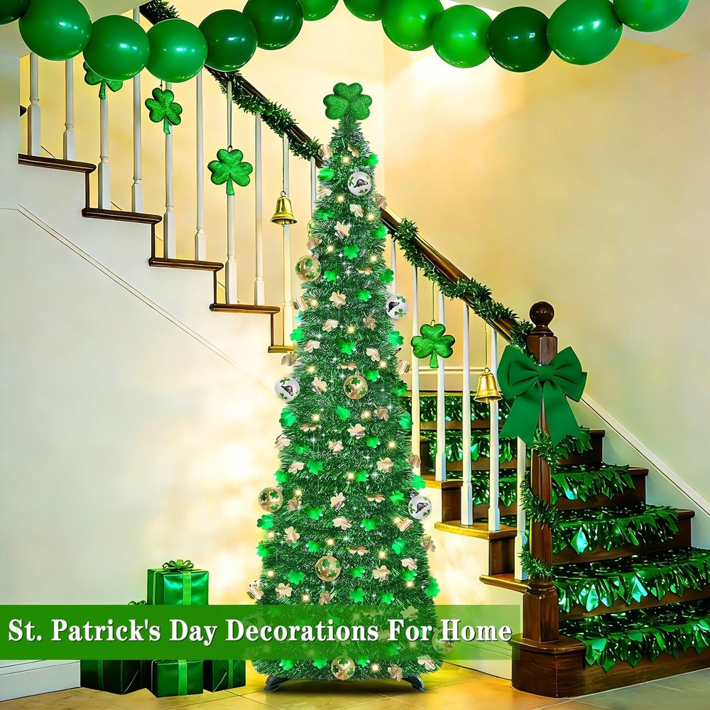 Timer & Shamrock - St Patricks Day Decorations, 5Ft Lighted St Patricks Day T...