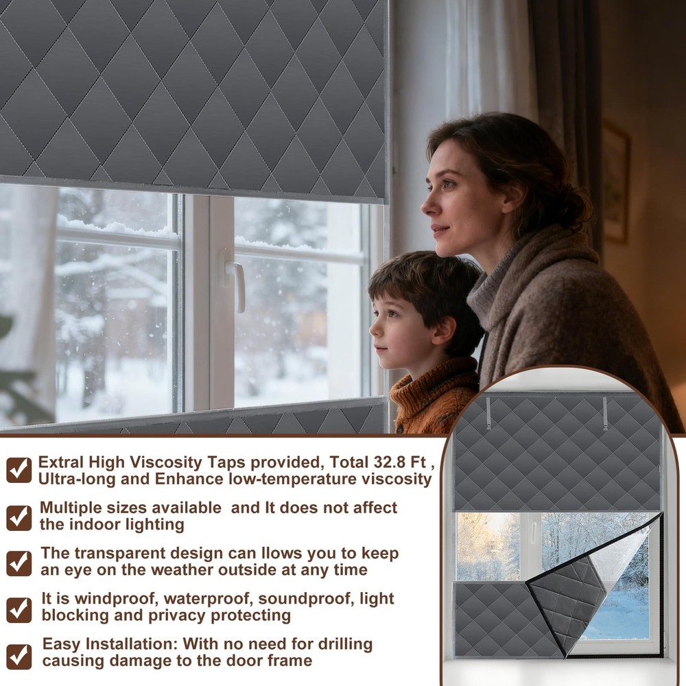 Visible Thermal Window Insulation Kit for Winter, Winterizing Insulated Windo...