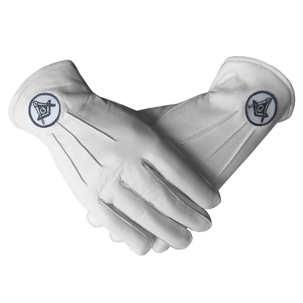Masonic Regalia White Soft Leather Mason Gloves