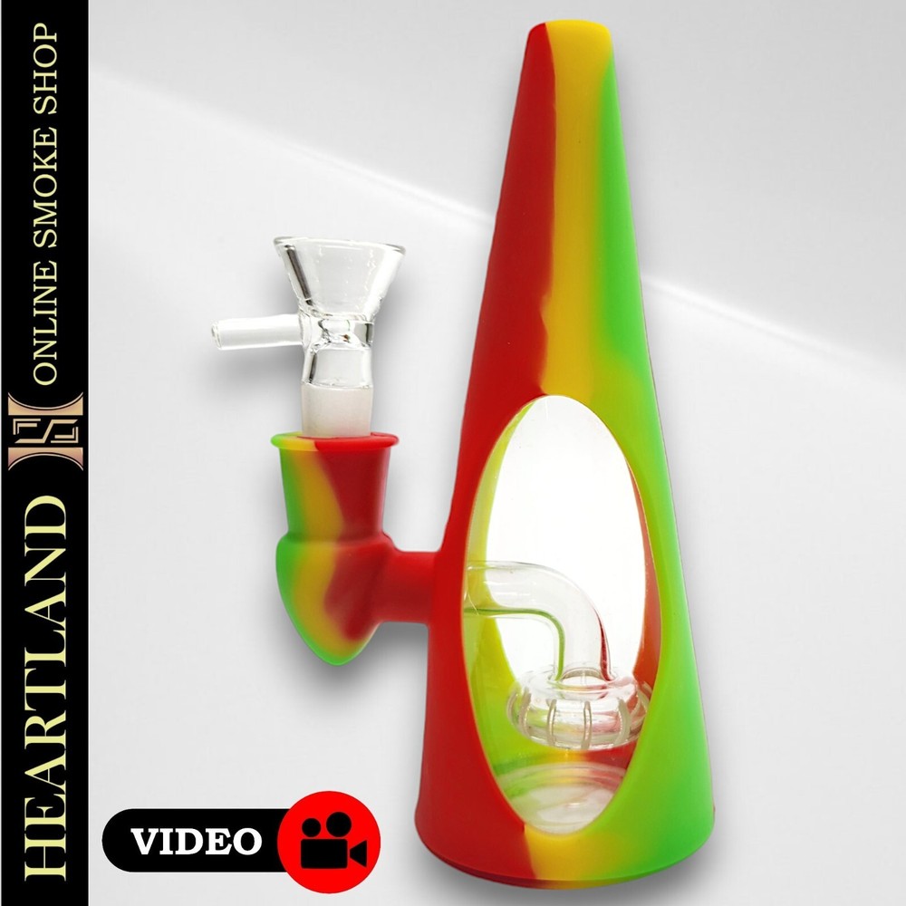 7" Pyramid Small Travel Size Silicone Plastic Beaker Bong with CIRC PERCOLATOR