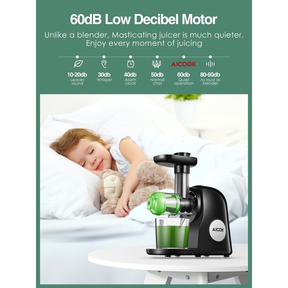Aicok Juicer Machine, Juicer Extractor Quiet Cold Press Juicer