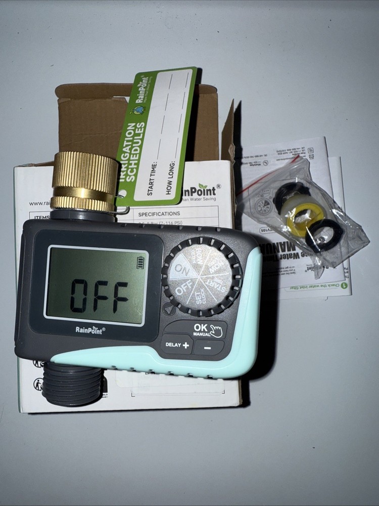 RAINPOINT Sprinkler Timer with Brass Swivel, Programmable Water Timer for Gar...
