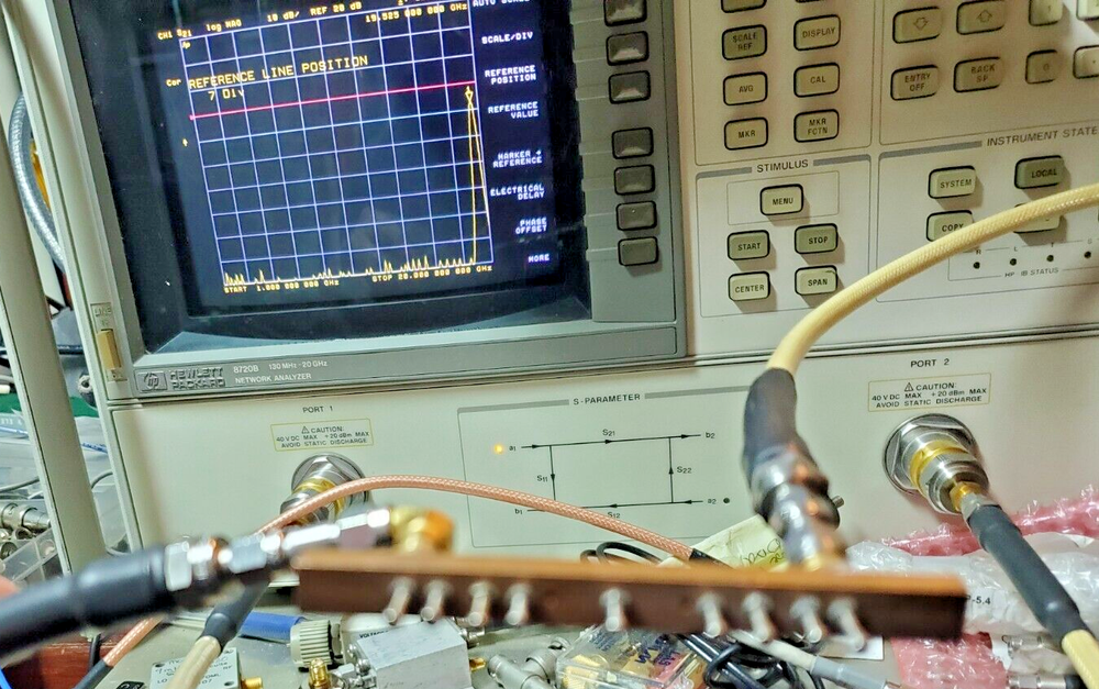 19.525 Ghz Bandpass filter with test data-see plot (tunable) SMA connectors