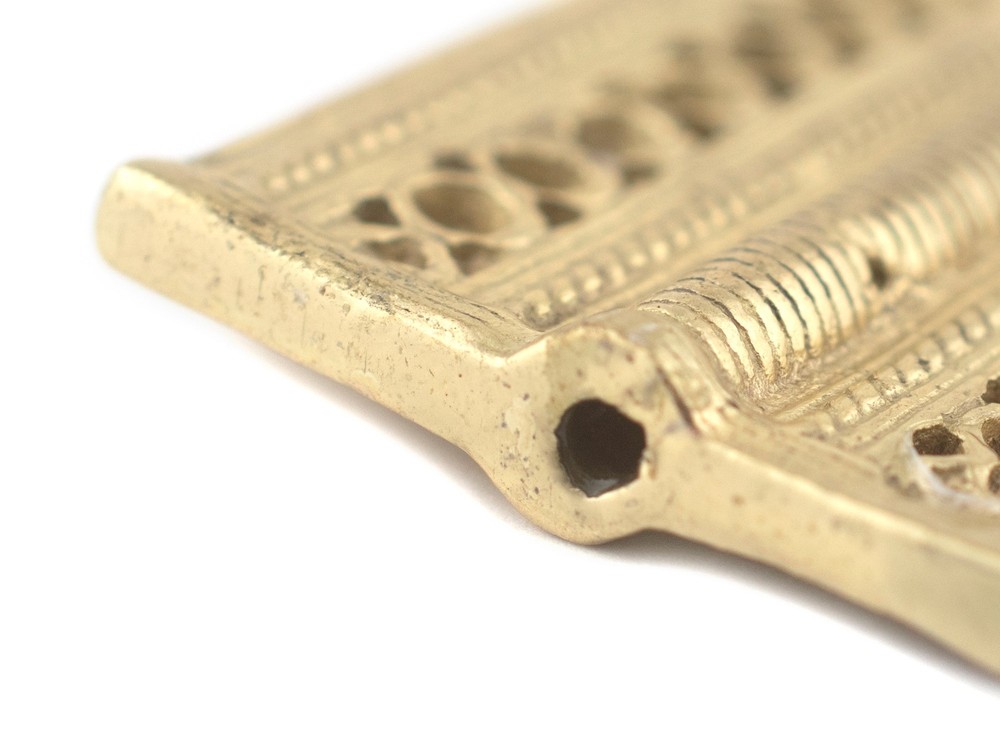 Matte Brass Lattice Rectangular Baule Bead 45x36mm Ivory Coast African Flat