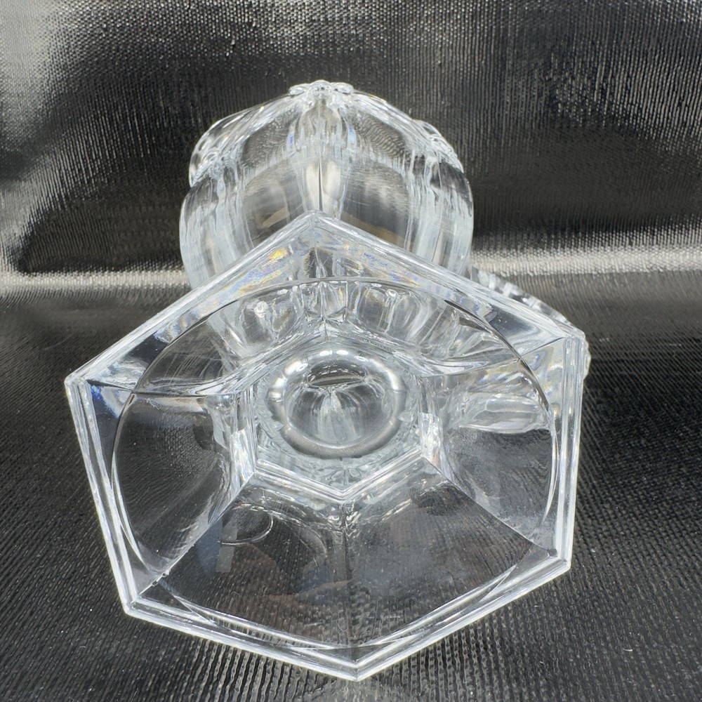 Vintage Clear Thick Heavy Glass Crystal Pitcher Jug Butterfly Dragonfly Pattern