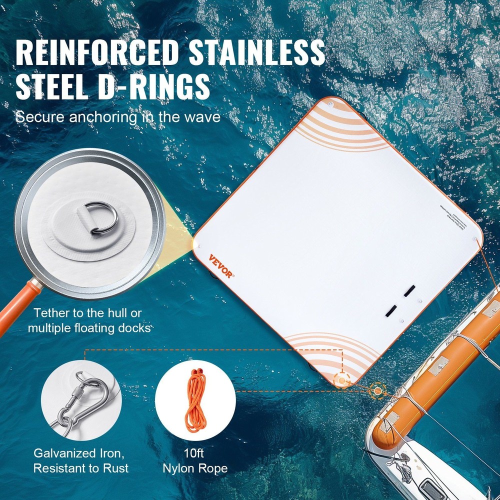 Spacious 7x7 FT Floating Dock with Integrated Handles and Anchoring Kit