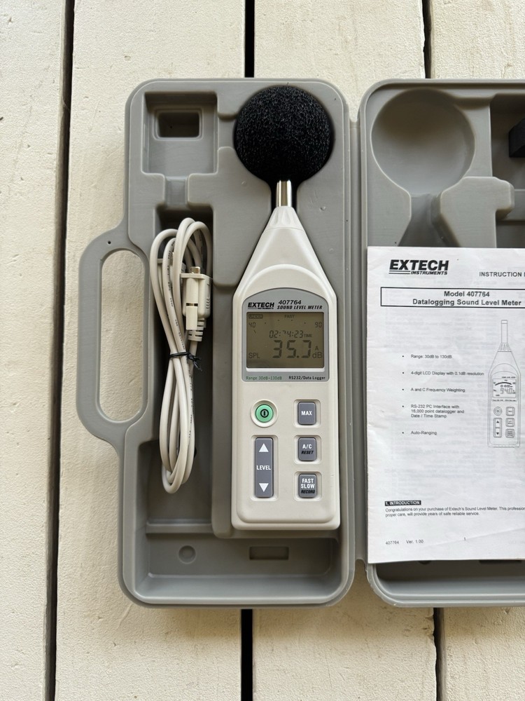 Extech 407764 Sound Level Meter DATALOGGER with Case - FULLY WORKING/LIGHT USE