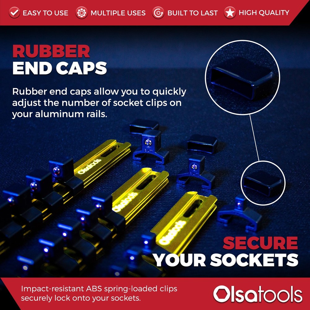 Olsa Tools Socket Organizer Set (3Pc, Yellow) - Socket Holder And Sock