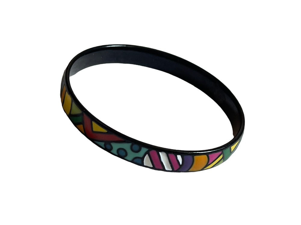 enamel on brass modern art bangle bracelet pop art Design