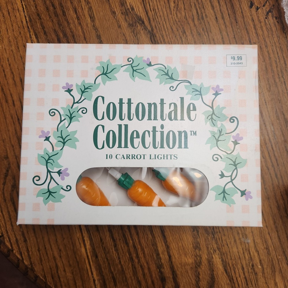 Vintage Easter Spring Decor Carrot Plastic Blow Mold String Light Set 1996 NOS