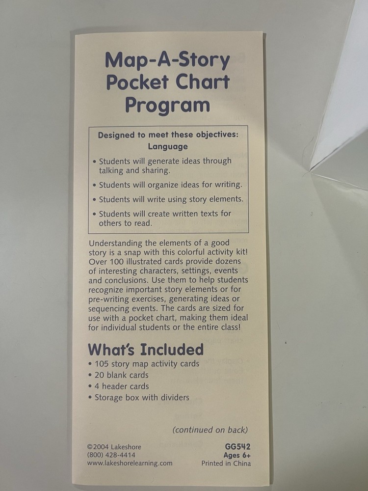 Lakeshore Map-A-Story Pocket Chart Program New