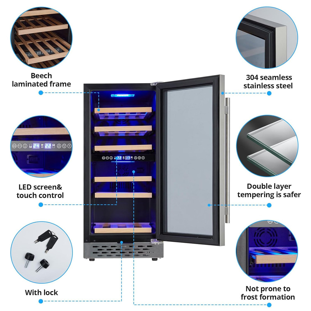 Mini Wine Refrigerator Cooler - 28 Bottles Dual Temp Control Wine Fridge, Perfec