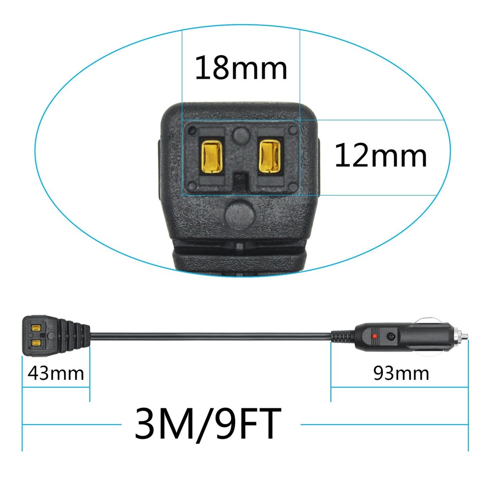 12V Car Cooler Plug Power Cord Cable 3M/9FT, Right Angle Car Cooler Refrigera...