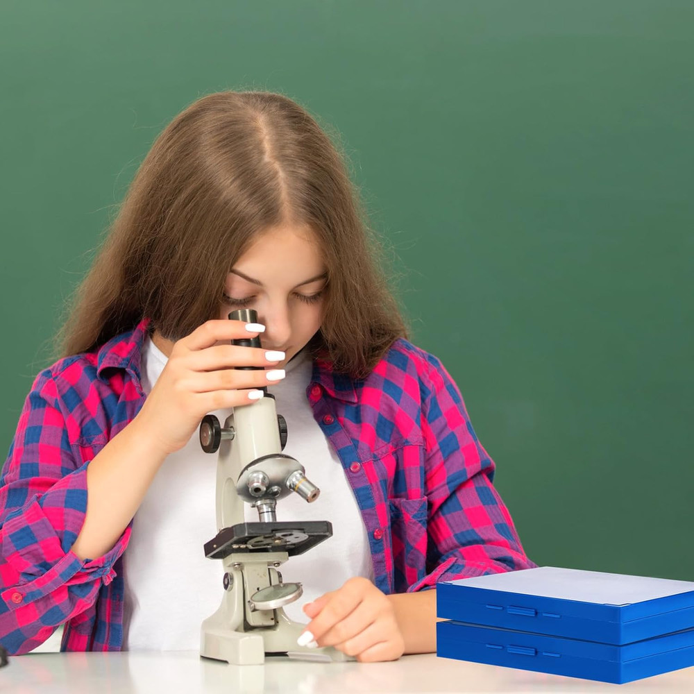 4 Pcs Microscope Slide Storage Box, Plastic Microscope Glass Slide Holder with L