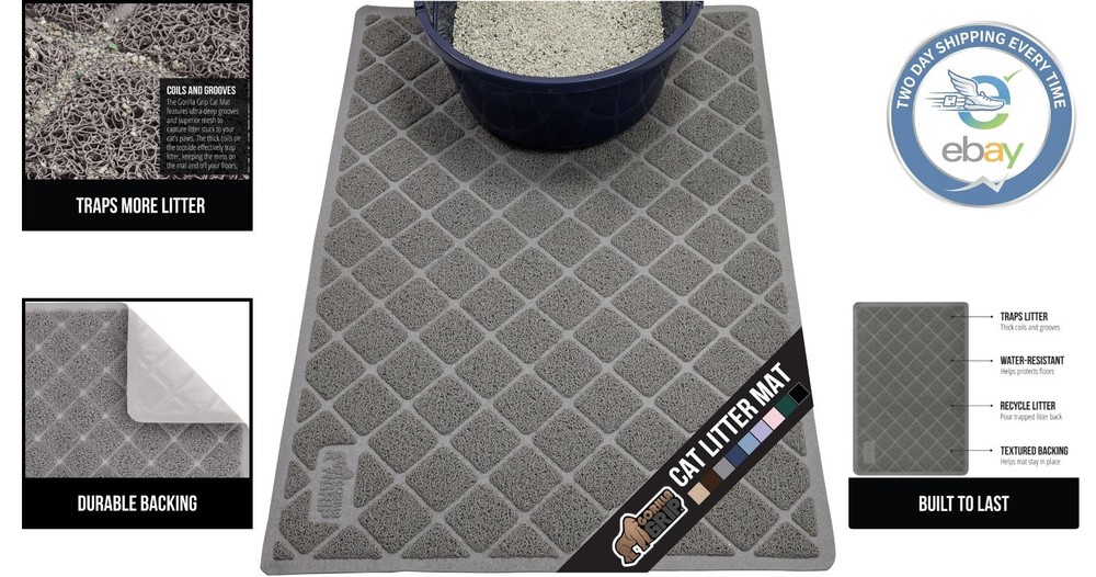 Cat Litter Mat with Textured Backing - 24x17 Water-Resistant Solution