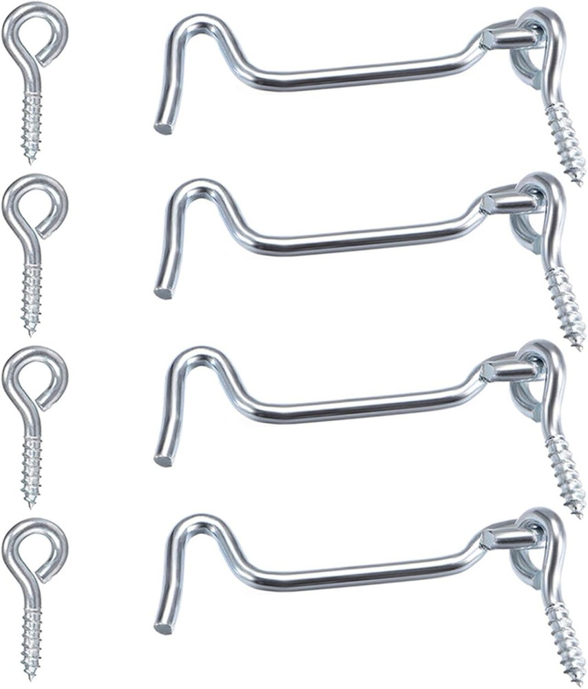 Versatile 4-Pack 3-Inch Door Hook Latch - Rustproof Silver for Indoor & Outdoor