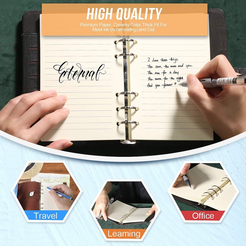Refill Lined Paper, Leather Journal Refills Lined, 6-Holes Inserts (320 Pages...