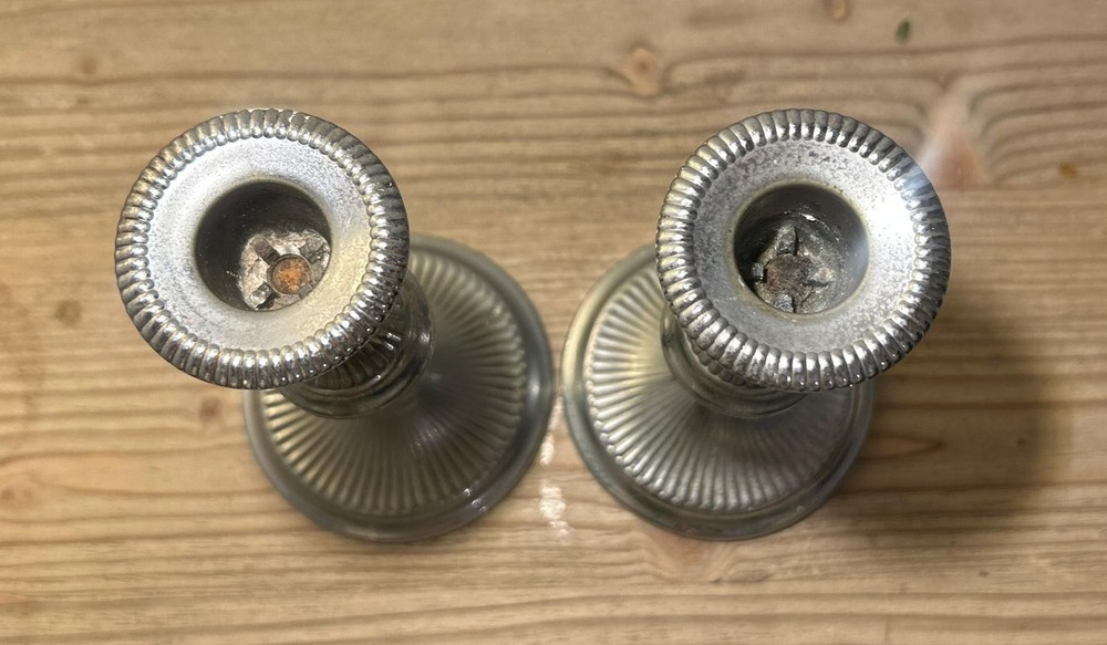 x2 Vintage Ian Heath Silver Plated Candlestick Holders